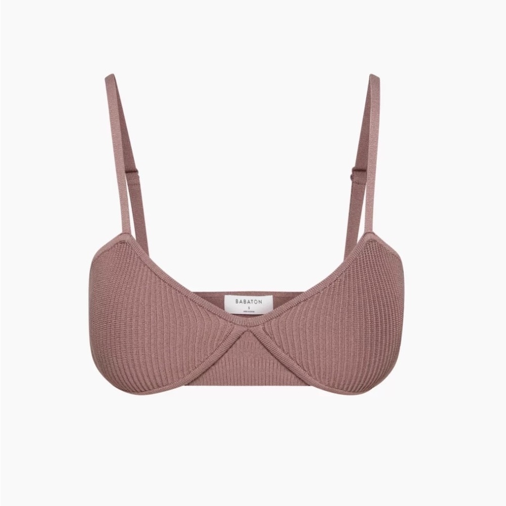 Aritzia Babaton Sculpt Knit Bra Top in Rich Mocha Brown